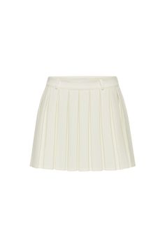 Contemporary classic. MURA is a classic mini skirt with a low- to mid-rise waist and box pleats. Sewn from unlined polyester, this skirt is a comfortable, contemporary piece with a loose fit and skater-esque cut. The side zipper and adjustable waistband with functional belt loops allow for a moderately custom fit. Its simple silhouette is versatile and timeless, making it the ideal partner for a classic suiting combo. Pair it with the Mura Suiting Vest or the Addie Suiting Blazer for a striking Classic Mini Skirt, Ideal Partner, Box Pleat Skirt, Simple Silhouette, Contemporary Classic, Adjustable Waistband, Box Pleats, Classic Mini, Pleated Mini Skirt