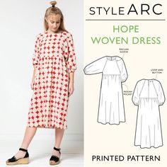 a women's dress pattern with the front and back views