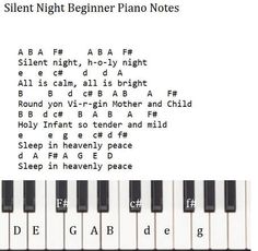 sheet music for piano with the words silent night beginner piano notes written on it