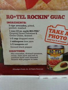 an advertisement for the rockin'guacamole brand