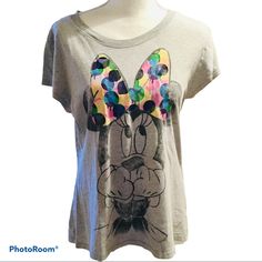 Disney Minnie Mouse T-Shirt. The T-Shirt Is 90% Cotton And 10% Polyester. The T-Shirt Measures Approximately 24” Long, 18 1/2” Armpit To Armpit And 4 1/2” Sleeves While Laying Flat. Size Xxl/ 2x Junior (Fits More Like A Xl) Nwot Disney Characters Letters, Curved Hem Shirt, Acid Wash Shirt, Mickey Mouse Shorts, Disney Shorts, Minnie Mouse Pink, Pink Minnie, Bleach T Shirts, Disney T