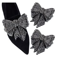 PRICES MAY VARY. Main material: These shoe clips are made from high quality rhinestone and soft fabric material. Size: The length of this rhinestone bow shoe clip is ca. 4.33 inch/11 cm. Exquisite design: Lots of rhinestones are fixed to a fabric bow, which is convenient for different combinations and can shine in the light. Easy to use: Clips have been fixed to the shoe buckle, which can be directly inserted into the shoes. It's very convenient to use. Perfect gift: Our shoe buckles are very st Quilted Boots, Shoe Buckle, Shoe Decoration, Crystal Shoes, Rhinestone Bow, Bow Shoes, Elegant Shoes, Fabric Bows, Buckle Shoes