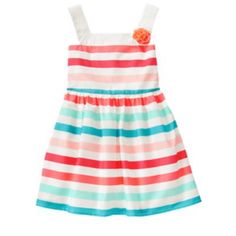 Line: Ice Cream Parlor 100% Cotton Dress With White Slip Liner. Striped Summer Dress For Playtime, Striped Spring Dresses For Playtime, Ice Dresses, Gymboree Girl, Ice Cream Parlor, Striped Sleeveless Dress, White Slip, Girls Sweet