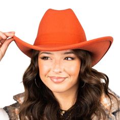 Women's Cattleman Style Orange Western Felt Cowboy Hat Nwt Top Off Your Western Style Outfit With This Chic Hat. Sure To Make A Statement! Felt Construction In Orange 15.75" Long X 14.25" Wide 3.75" Brim Approx. 23" Circumference (Opening) Curved Sides Cattleman Crease - Center Creased Crown With Flowing Side Dents Adjustable Sweatband With Pull Strings One Size Fits Most Nwt Western, Rodeo, Cowgirl, Horse, Equestrian, Rodeo Queen, Cowboys, Ranch, Rancher, Farm, Farmer, Cattle, Roper, Barrel Racer, Coastal Cowgirl, Beyonce, Western Straw Trendy Fedora Hat Bands For Ranch, Fitted Fedora Hats For Fall, Casual Wide Brim Felt Hat For Ranch, Fitted Solid Hat Bands For Fall, Casual Fitted Top Hat With Curved Brim, Casual Orange Short Brim Hats, Casual Winter Felt Hat For Ranch, Casual Wide Brim Hat For Ranch, Casual Wide Brim Fitted Top Hat