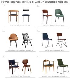 the different types of chairs and their names