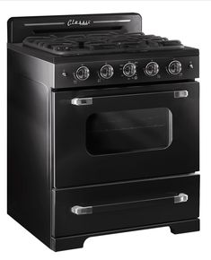 a black stove with two burners and one oven door is shown in front of a white background