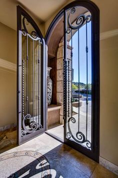 an open door leading into a large room