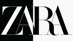 the logo for zara is shown in black and white, as well as an image of