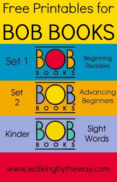 the free printables for bob books set 1, book 3, and beginning beginner's