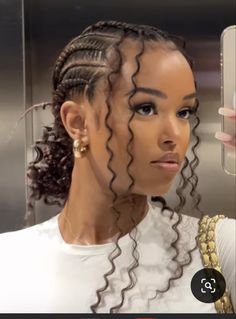 Braided Hairstyles For Events, Cornrows For Round Faces Black Women, Cornrow Hairstyles With Leave Out, Half Cornrows Half Box Braids Short, Goddess Braid Ponytail Black Women, Half Braided Hairstyles Cornrows, Brown Straight Back Braids, Straight Back Boho Braids, Boho Straight Backs Braids