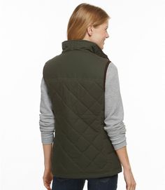 Women's L.L.Bean Upcountry Waxed Cotton Down Vest Fitted Winter Vest For Outdoor Activities, Fitted Outdoor Puffer Vest, Fitted Puffer Vest For Outdoor, Padded Collar Vest For Cold Weather In Fall, Fall Vest With Padded Collar For Cold Weather, Fall Cold Weather Vest With Padded Collar, Sleeveless Outerwear With Padded Collar For Outdoor, Sleeveless Outdoor Outerwear With Padded Collar, Outdoor Fall Vest With Fleece Lining