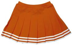 The look and fit of this gorgeous orange & white pleated cheer skirt is fabulous! This pleated cheer skirt is made of high-quality moisture wicking 100% poly fabric, and you will love the way it pairs with our amazing crop tops, bodysuits, bandeaus and sweatshirts! An adorable white triple stripe detail gives it a super stylish game day vibe. Covered Elastic Waistband White Pleated Skort For Cheerleading, White Pleated Skirt Skort For Cheerleading, White Mini Skirt For Cheerleading Summer, Sporty Pleated Mini Skirt For Cheerleading, White Summer Mini Skirt For Cheerleading, Summer White Mini Skirt For Cheerleading, Summer Cheerleading Pleated Mini Skirt, White Sporty Mini Skirt For Cheerleading, Orange Fitted Cotton Skirt