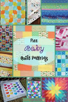 many different quilts are shown with the words free baby quilt patterns on them,