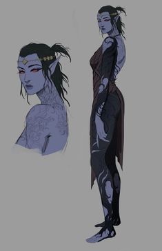 two female avatars in different poses, one with tattoos and the other with piercings