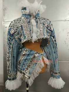 Women Sequin Denim Jacket Lace Trim Jeans Coat Mini Skirt Set Party Show Costume | eBay Sequin Costume, Looks Country, Patterned Jeans, Miniskirt Outfits, Dance Skirt, Stage Costume, Performance Wear, Skirt Outfit, Costume Outfits