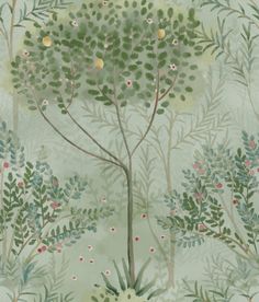 Orchard Wallpaper in Green from the Mediterranean Collection by York Wallcoverings Orchard Wallpaper, Sand And Sea, Smooth Wallpaper, York Wallpaper, Contemporary Wallpaper, York Wallcoverings, Manhattan Comfort, Burke Decor, Prepasted Wallpaper