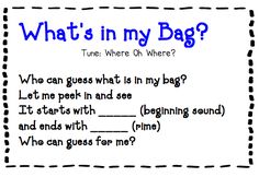 what's in my bag? poem and worksheet for grade 1 students