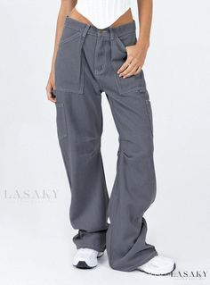 Lasaky - Luxurious Onyx Slacks with Miami Vice Style Trendy Lounge Wear, Cargo Pants Style, Beige Leggings, Oversized Pockets, Red Trousers, Chic Pants, Beige Pants, All Jeans, Miami Vice