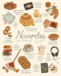 the november bucket list is filled with things to do