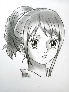 a pencil drawing of a girl with big eyes