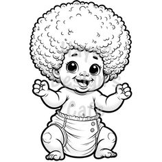 a baby with an afro on it's head