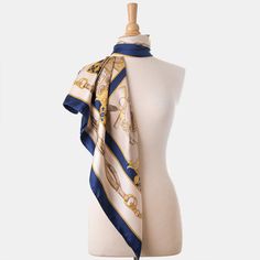 Unmistakable grace: Our silk square scarves express a classic beauty that transcends trends.A silk foulard is a must-have accessory for any woman who wants to add a touch of luxury and sophistication to her look.A classic and traditional equestrian print to give Italian elegance to your look. Classic foulard size: Approx. 35" x 35" (90 x 90cm). Once made famous by the likes of Audrey Hepburn, Sophia Loren and Grace Kelly, a foulard will always add a touch of elegance to your look. 100% silk twil Classic Beige Scarves, Vintage Silk Scarf For Formal Occasions, Vintage Blue Silk Scarf For Formal Occasions, Blue Vintage Silk Scarf For Formal Occasions, Blue Vintage Shawl, Vintage Shawl Scarf, Bohemian Silk Scarf For Formal Occasions, Bohemian Silk Scarf For Formal Wear, Elegant Blue Scarf