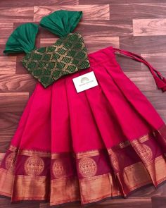 Pattu Paavadai Ideas, Kids Pattupavada Designs, Kids Pattupavada Blouse Designs, Baby Langa Blouse Designs, Pattupavadai Designs For Kids, Pattupavada For Kids, Langa Blouse For Kids