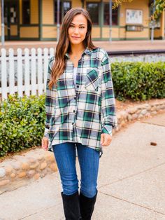 These plaid tops are going to be a staple in your wardrobe. Not only are they so soft & comfy but plaid is so on trend this season. Pair it with jeans and sneakers, or dress it up with your favorite boots. Mixing and matching this top will be so fun! Sizing: Small 0-4 Medium 6-8 Large 10-12 XL 12-14 Model is 5'7" Size 2/4 wearing small Trendy Plaid Top For Fall, Plaid Tops For Everyday Winter Wear, Plaid Flannel Shirt For Fall Day Out, Casual Flannel Tops For Fall, Casual Fall Flannel Shirt For Day Out, Casual Flannel Shirt For Fall Day Out, Everyday Plaid Flannel Tops, Casual Plaid Tops For Everyday, Casual Tops For Weekend Fall Wear