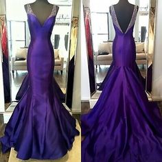 ad eBay - Purple Mermaid Formal Evening Dress Satin V Neck Sleeveless Sequined Prom Dress - Buy Now, click the link (eBay) Chic Prom Dresses, Purple Wedding Dress, Purple Gowns, Purple Mermaid, V Neck Prom Dresses, Satin Evening Dresses, Evening Party Gowns, Prom Ideas, Dresses Cheap