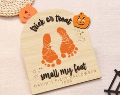 personalized wooden halloween ornament for someone's feet