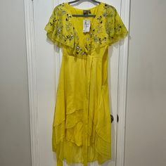 Asos Yellow Dress With Wrap Tie Waist & Side Zipper. Deep V Plunge W Rhinestone. Size 4 Nwt!!! Embellished V-neck Maxi Dress For Summer, Yellow V-neck Dress For Party, Yellow V-neck Party Dress, Yellow V-neck Dress For Night Out, Yellow V-neck Midi Dress For Party, Yellow V-neck Midi Dress For Evening, Yellow V-neck Maxi Dress For Cocktail, Yellow Short Sleeve Maxi Dress For Party, Yellow Embellished Party Dress