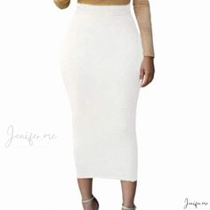 High-Waisted Figure-Flattering Party Midi Pencil Skirt Non-stretch White Mini Skirt, White Non-stretch Mini Skirt, Chic White Non-stretch Skirt, White Non-stretch Skirt For Party, White Non-stretch Party Skirt, White Non-stretch High Waist Mini Skirt, Chic White Non-stretch Mini Skirt, White High Waist Mini Skirt, White Midi Length Pencil Skirt For Summer