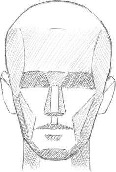 a drawing of the face of a man's head with his eyes closed and one half