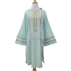 Sapphire Embroidered Jeweled Kurti Womens L Large Semi Sheer Wide Sleeves Mint Item Description Brand Name: Sapphire Condition: New With Tag Size: L Location (Custom Label) = Tt 181 Material + Measurements (Please See Pictures) Mark On Tag, Semi Sheer Please Note That Clothing Items May Fit Differently Due To Brand, Fit, Use Or Prior Customization. We Strongly Urge You To Check The Measurements Above To Guarantee Proper Fitting. This Is From A Smoke Free Home. Festive Eid Kurta With Embroidered Hem, Summer Straight Kurta With Embroidered Hem, Festive Summer Kurta With Embroidered Hem, Casual Floral Embroidered Sets For Festive Occasions, Casual Sets With Floral Embroidery For Festive Occasions, Casual Sets With Resham Embroidery For Spring, Embroidered Long Sleeve Sets For Summer, Long Sleeve Sets With Embroidered Hem For Spring, Festive Long Sleeve Sets With Embroidered Hem