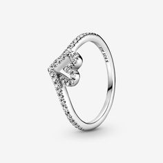 Sparkling Wishbone Heart Ring | Sterling silver | Pandora US Rose Gold Crystal Ring, Pandora Rings Heart, Bracelet Pandora, Pandora Rings, Engagement Jewelry, Pandora Jewelry, Crystal Rings, Wedding Rings For Women, 925 Sterling Silver Jewelry