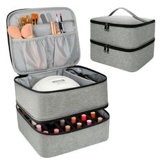 PRICES MAY VARY. 【Hold 30 Bottles】 The bottom layer of the nail polish organizer case is a not easily deformed foam divider, it can safely hold 30 pcs of 15ml/0.5 fl.oz nail polish - below 3.2" tall. The foam is removable, you can make the best use of it. 【Nail Lamp Case】The top layer of the nail polish holder organizer case is design for your UV LED Nail Lamp, and there is a freely removable Hook and Loop separator, it's can make space more organized. 【No More Chaos】Our nail polish storage orga Nail Organization, Nail Polish Holder, Inch Bag, Nail Polish Storage, Nail Polish Organizer, Nail Polish Bottles, Nail Polish Kits, Nail Dryer, Led Nail Lamp