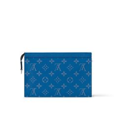 LOUIS VUITTON® - Gaston Wearable Wallet - Agave Blue Contactless Payment, Luxury Wallet, Louis Vuitton Official, Men's Collection, Monogram Canvas, Cowhide Leather, Shades Of Blue, Leather Trims, Silver Color