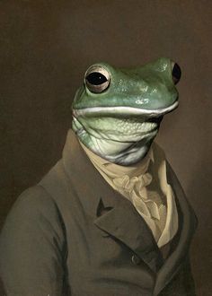 a painting of a frog wearing a suit and tie