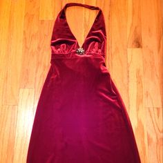 Gorgeous Wine Color In A Velvet-Like Material. From The 90's, A Ny Black Label. Very Flattering Low Back With Tie And Front Plunge With Beautiful Flower Broach. I've Worn It With And Without, But Note That There Are Two Small Holes Where The Flower Has Been. Pin Is Slightly Bent And That Is It For Flaws (See Pic). Dress Is In Excellent Condition! Did Come With The Flower Broach. Has Some Stretch To It, Very Sexy And Hugs In All The Right Places. Hangs Loosely On The Bottom And Hits Me About Mid Calf. I'm 5' 7". Vintage Betsey Johnson, Betsey Johnson Dresses, Wine Color, Dresses Backless, Wine Colored, Beautiful Flower, Black Label, Low Back, Betsey Johnson