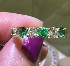 Gold Eternity Band, Band Metal, Emerald Diamond Ring, Gorgeous Jewelry, Eternity Band, Emerald Diamond, Round Brilliant Cut Diamond, Eternity Bands, Round Brilliant Cut