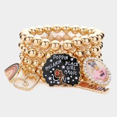 Get ready to add some Black Girl Magic to your style with our 5PCS - Black Girl Magic Various Charm Multi Layered Stretchable Bracelets! These stunning bracelets feature bold and beautiful charms that represent the beauty and strength of black women. With a stretchable design, they're comfortable to wear and will fit perfectly on any wrist. Whether you're looking to add some flair to your everyday look or want to give a thoughtful gift to someone special, these bracelets are the perfect choice. Pop Beads, Fork Bracelet, Horn Bracelet, Swarovski Crystal Bracelet, Girl Rainbow, Afro Girl, Melanin Poppin, Metal Ball, Silver Chain Bracelet