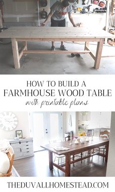 the diy farmhouse table is made with wood planks