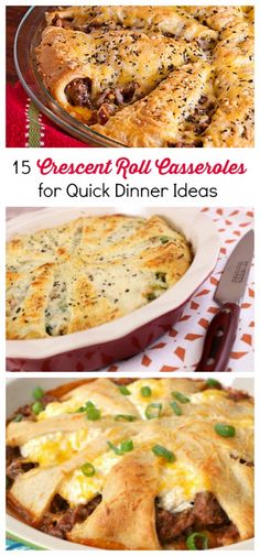 different types of casserole with text overlay