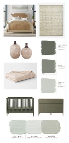 the color scheme for this bedroom is neutral, and it's all in shades of gray