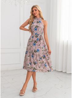 JJ's House Yes Floral Print Polyester Midi High Neck Fall Spring Summer A-line Belt/Sash Yes Pink S Height:5.7ft(174cm) Bust:33.5in(85cm) Waist:26in(66cm) Hips:36in(91cm) Dress. #JJ's House #Yes #FloralPrint #Polyester #Midi #HighNeck #Fall #Spring #Summer #Aline #BeltSash #Yes #Pink #S #Dress High Neck, A Line, Floral Print, Floral Prints, Midi Dress, Spring Summer, Floral, Dresses, Pink