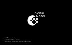 the logo for digital moon is shown in black and white, with an image of a cross on it