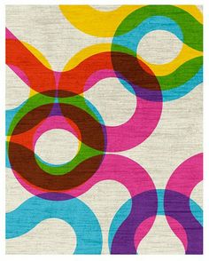 a colorful rug with circles on it