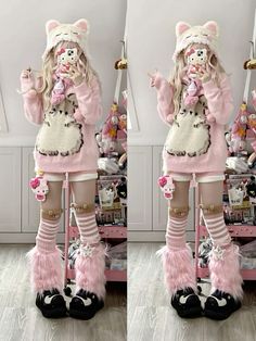 Pink girl gyaru outfit 🌺 Japanese Kawaii Outfits, Sanrio Clothes Aesthetic, Emo Princess Outfit, Animecore Outfit, Cat Girl Outfit, Cute Core Outfits, Casual Kawaii Outfits, Kawaii Fits, Gyaru Outfit