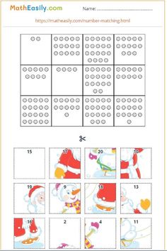 christmas themed math worksheet for kids to practice numbers and countings with santa claus