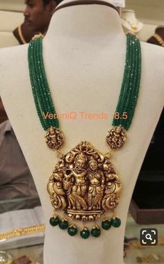 Buy Veroniq Trends Silver Necklace of Radha Krishna Pendant in Silver With 22 Kt Gold Plating,strands in Onyx Beads,laxmi Goddess. Online in India - Etsy Handmade Jewellery Ideas, Antique Necklaces Design, Pearl Necklace Designs, Beaded Necklace Designs